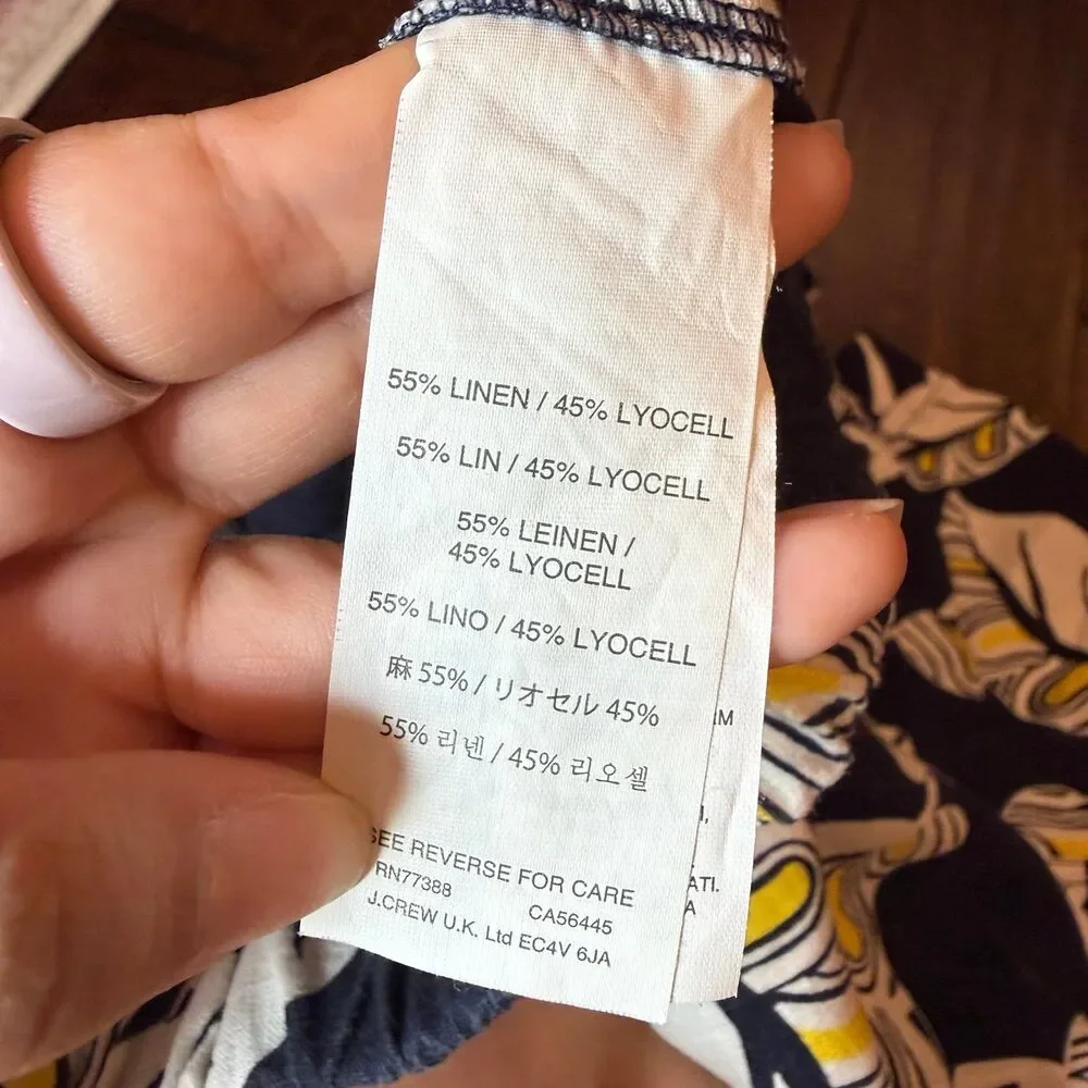J. Crew Seaside Tropical Leaf Linen Blend Joggers size 4 Vacation Lightweight
